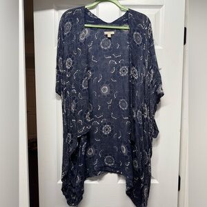 LOFT Floral Print Kimono Cardigan in Navy